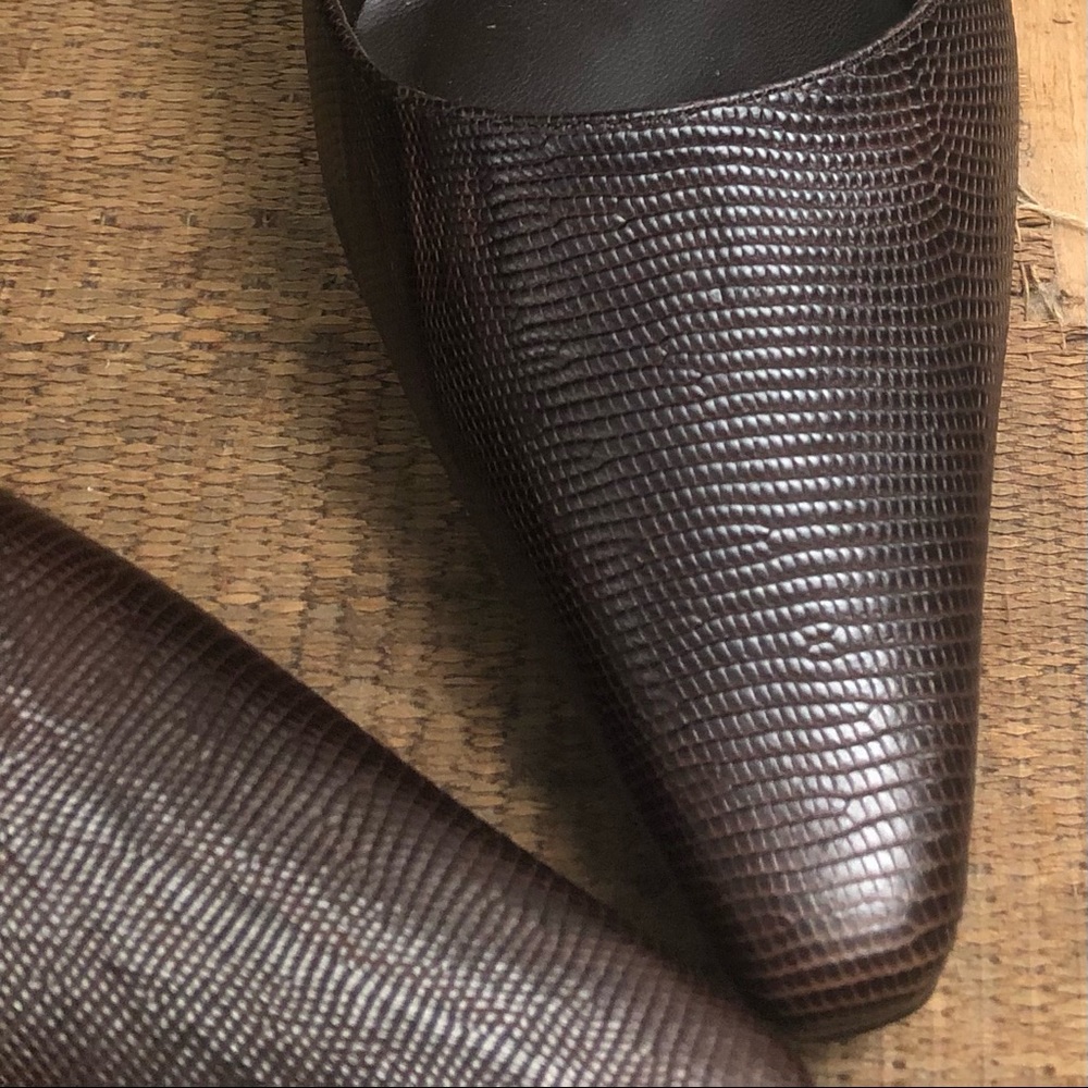 Alfani Brown Leather Upper Clean Preowned Brown  4 inch Heel